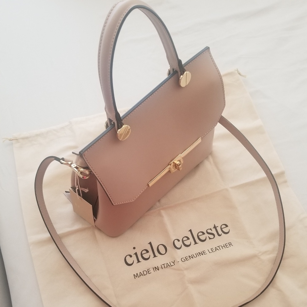 NWT CIELO CELESTE Italian geniune Leather Handbag